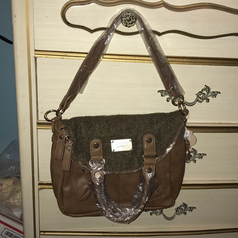 Coco + Carmen brown olive army green gold over bag